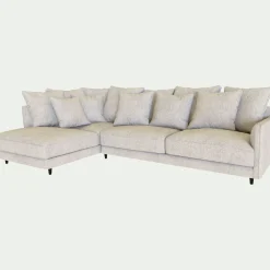 Canapé d'angle gauche fixe en tissu monclar - beige roucas