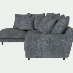 Canapé d'angle gauche fixe en tissu genesis - gris ardoise