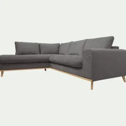 Canapé d'angle gauche fixe en tissu Storm - gris moyen