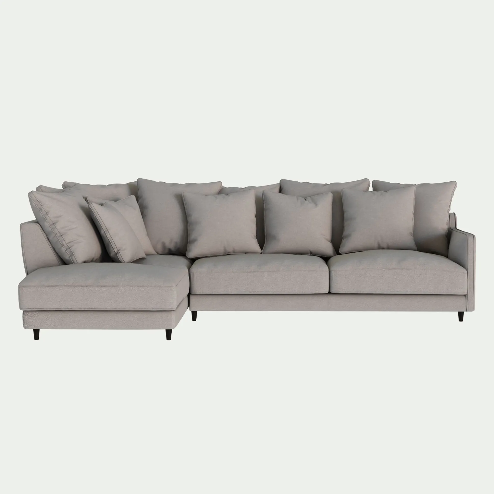 Canapé d'angle gauche fixe en tissu joint - gris borie