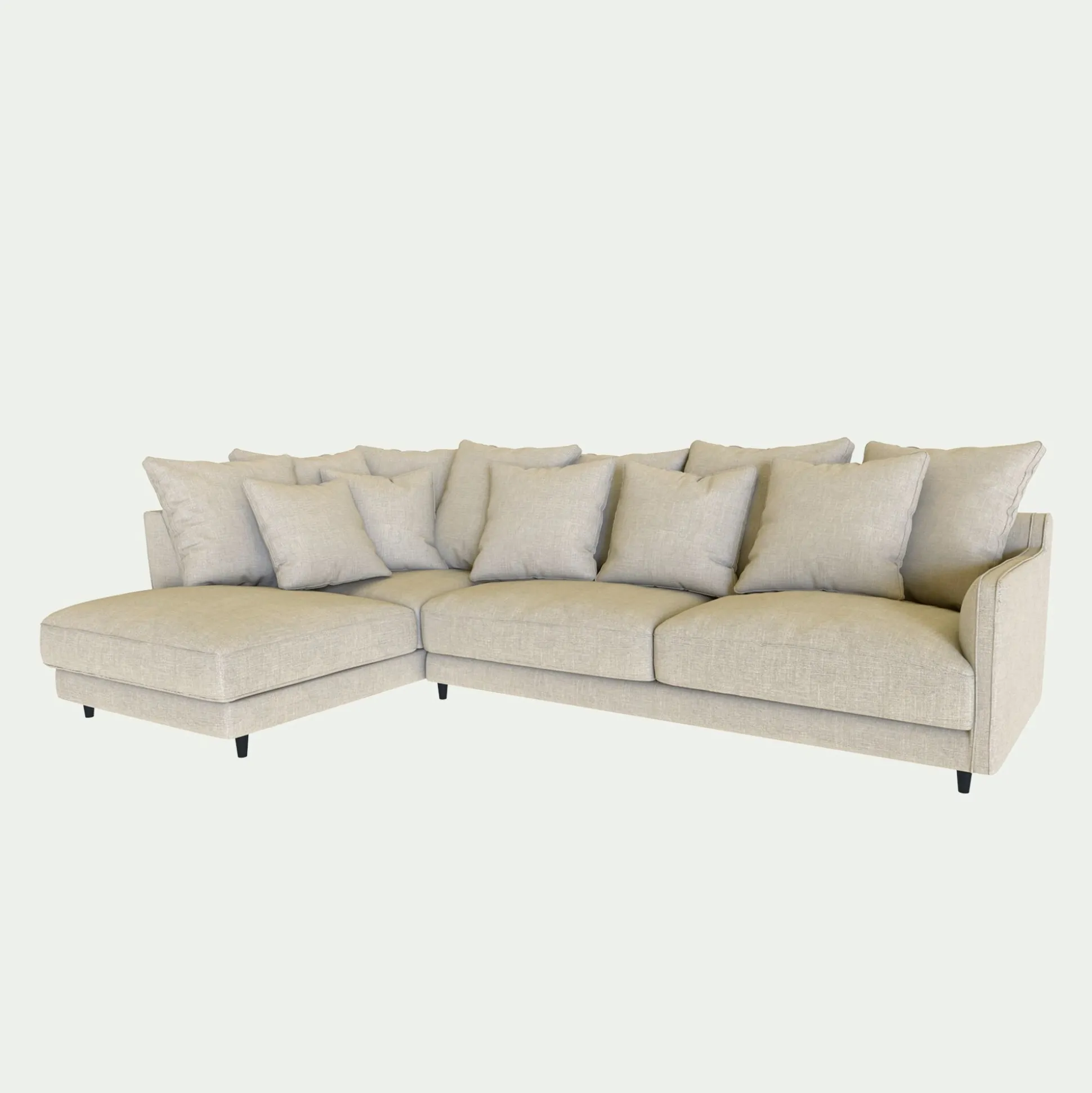 Canapé d'angle gauche fixe en tissu mixte - beige alpilles