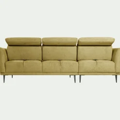 Canapé d'angle gauche fixe en tissu memphis avec fonction avance-recul - jaune argan