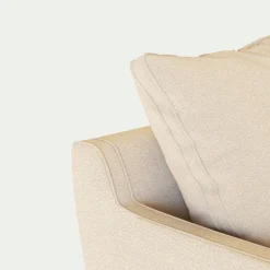 Canapé d'angle gauche fixe en tissu joint - beige roucas