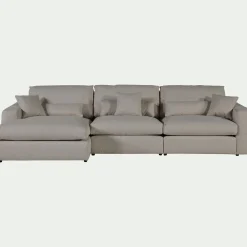 Canapé d'angle gauche fixe en tissu bouclette dasco - gris clair