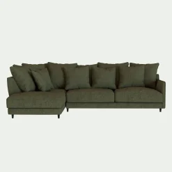 Canapé d'angle gauche fixe en tissu joint - vert cèdre