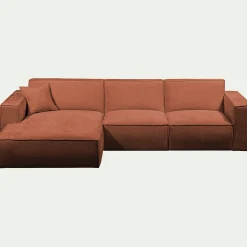 Canapé d'angle gauche fixe en tissu genesis - brun rustrel