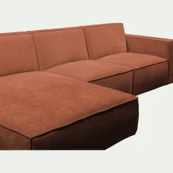 Canapé d'angle gauche fixe en tissu genesis - brun rustrel