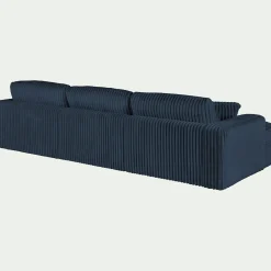Canapé d'angle gauche fixe en tissu côtelé bita - bleu calabrun