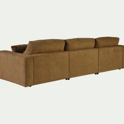 Canapé d'angle gauche fixe en tissu chenille Benjo - jaune argan