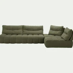 Canapé d'angle modulable avec chauffeuse en tissu campo - vert cèdre