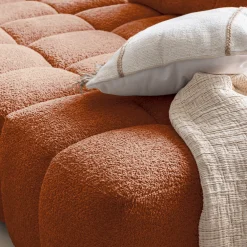 Canapé d'angle modulable avec chauffeuse et pouf en tissu campo - brun rustrel