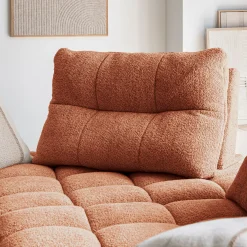 Canapé d'angle modulable avec chauffeuse et pouf en tissu campo - brun rustrel