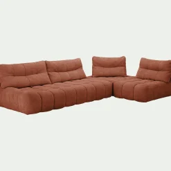 Canapé d'angle modulable avec chauffeuse en tissu campo - brun rustrel