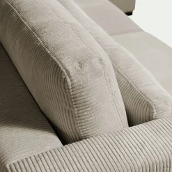 Canapé d'angle méridienne droite fixe en velours côtelé Azores - taupe