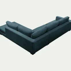 Canapé d'angle méridienne droite fixe en tissu Genesis - bleu