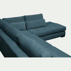 Canapé d'angle méridienne droite fixe en tissu Genesis - bleu