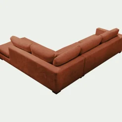 Canapé d'angle méridienne droite fixe en tissu Genesis - brun rustrel