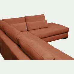 Canapé d'angle méridienne droite fixe en tissu Genesis - brun rustrel