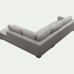 Canapé d'angle méridienne droite fixe en velours côtelé Azores - gris borie