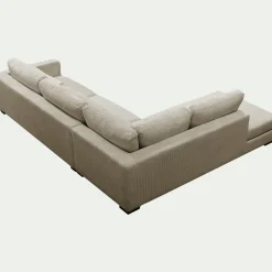 Canapé d'angle méridienne gauche fixe en velours côtelé Azores - taupe