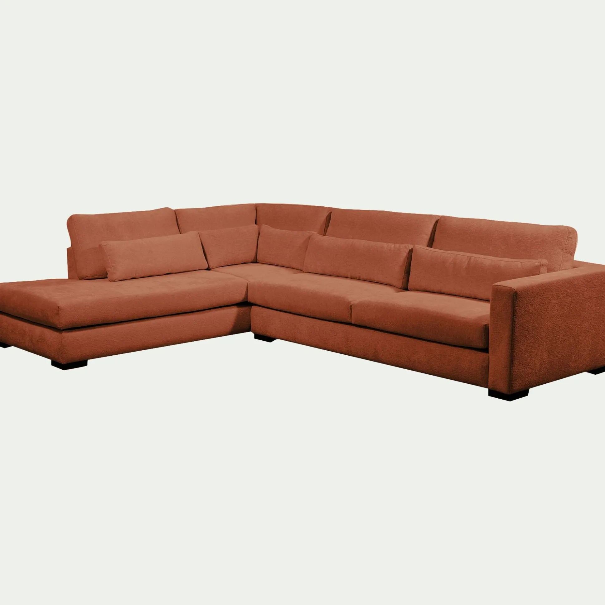 Canapé d'angle méridienne gauche fixe en tissu Genesis - brun rustrel