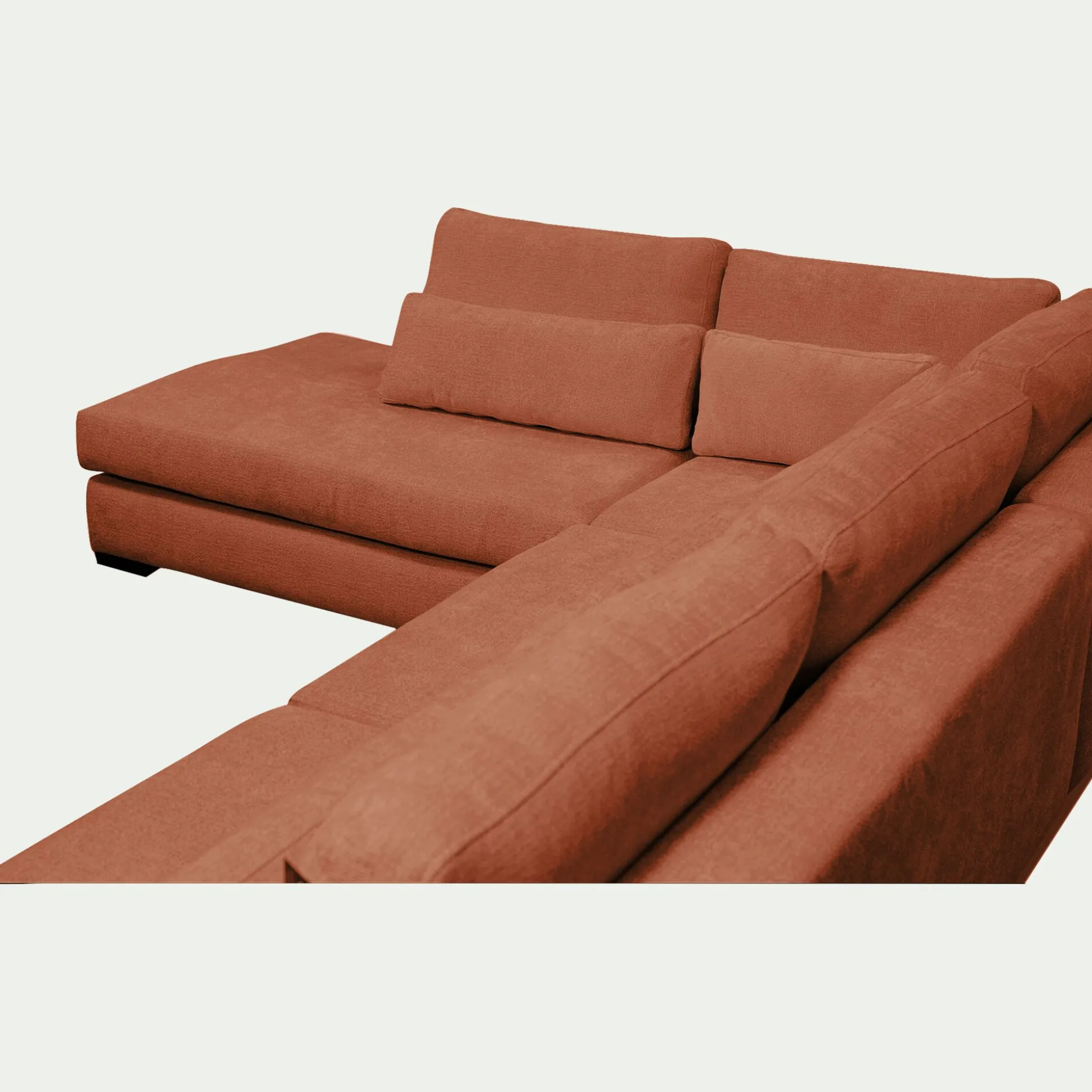 Canapé d'angle méridienne gauche fixe en tissu Genesis - brun rustrel