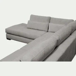 Canapé d'angle méridienne gauche fixe en tissu Genesis - gris