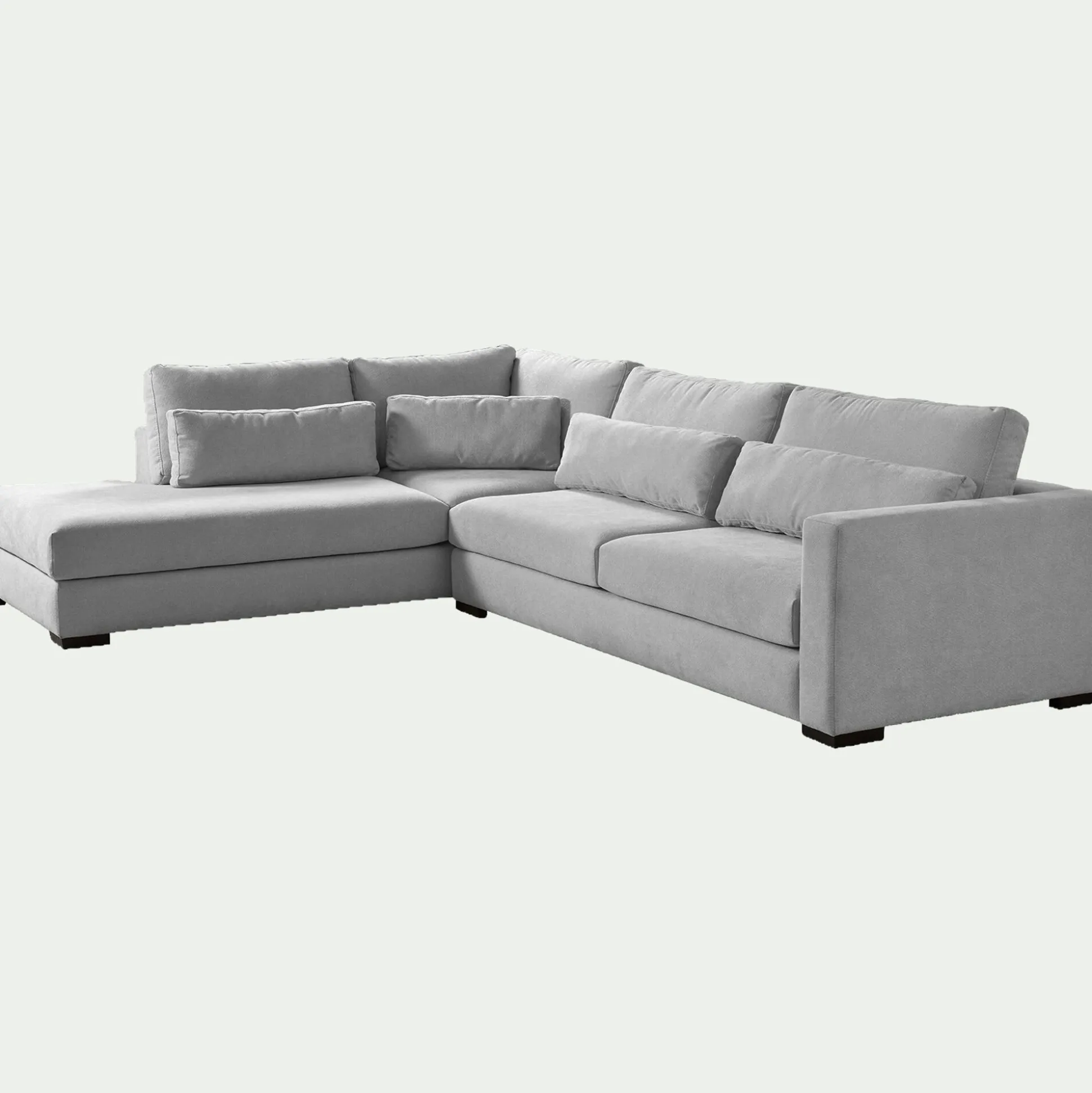 Canapé d'angle méridienne gauche fixe en tissu Bloq - gris