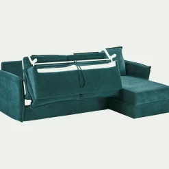 Canapé d'angle réversible convertible en tissu avec matelas densité 35kg/m3 - bleu