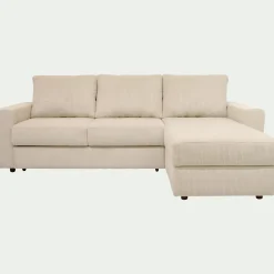 Canapé d'angle réversible convertible en velours côtelé - blanc ventoux