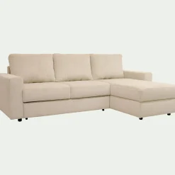 Canapé d'angle réversible convertible en velours côtelé - blanc ventoux