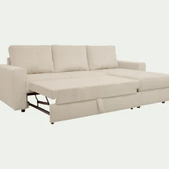 Canapé d'angle réversible convertible en velours côtelé - blanc ventoux