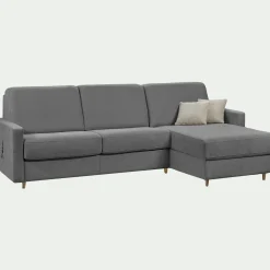 Canapé d'angle réversible convertible en tissu Sogno matelas densité 35kg/m3 - gris restanque
