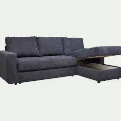 Canapé d'angle réversible convertible en tissu tramé - bleu calabrun