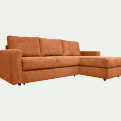 Canapé d'angle réversible convertible en tissu tramé - brun rustrel