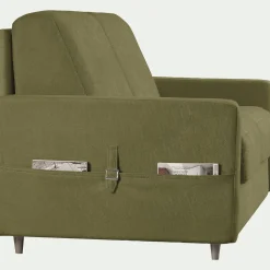 Canapé d'angle réversible convertible en tissu Stella matelas densité 25kg/m3 - vert cèdre