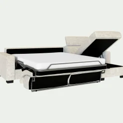 Canapé d'angle réversible convertible en tissu genesis avec accoudoirs 20cm - blanc ventoux