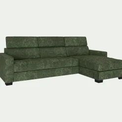 Canapé d'angle réversible convertible en tissu genesis avec accoudoirs 20cm - vert cèdre