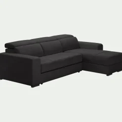 Canapé d'angle réversible convertible en tissu - gris ardoise