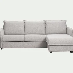 Canapé d'angle réversible convertible en tissu Stella avec matelas densité 25kg/m3 - gris borie