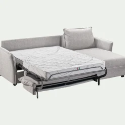 Canapé d'angle réversible convertible en tissu Stella avec matelas densité 25kg/m3 - gris borie