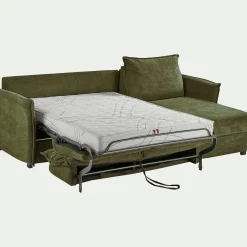 Canapé d'angle réversible convertible en tissu avec matelas densité 25kg/m3 - vert cèdre