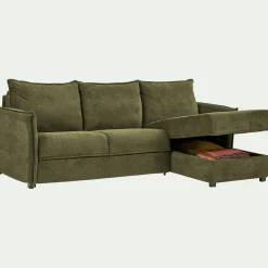 Canapé d'angle réversible convertible en tissu avec matelas densité 25kg/m3 - vert cèdre