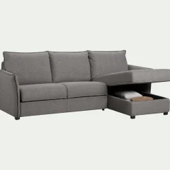 Canapé d'angle réversible convertible en tissu Stella avec matelas densité 25kg/m3 - gris anthracite