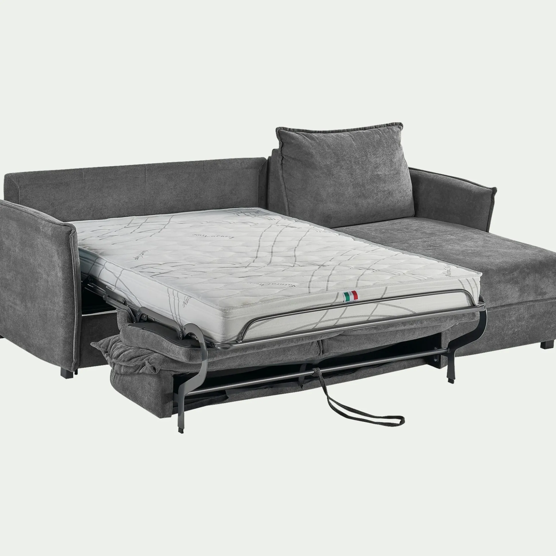 Canapé d'angle réversible convertible en tissu avec matelas densité 35kg/m3 - gris