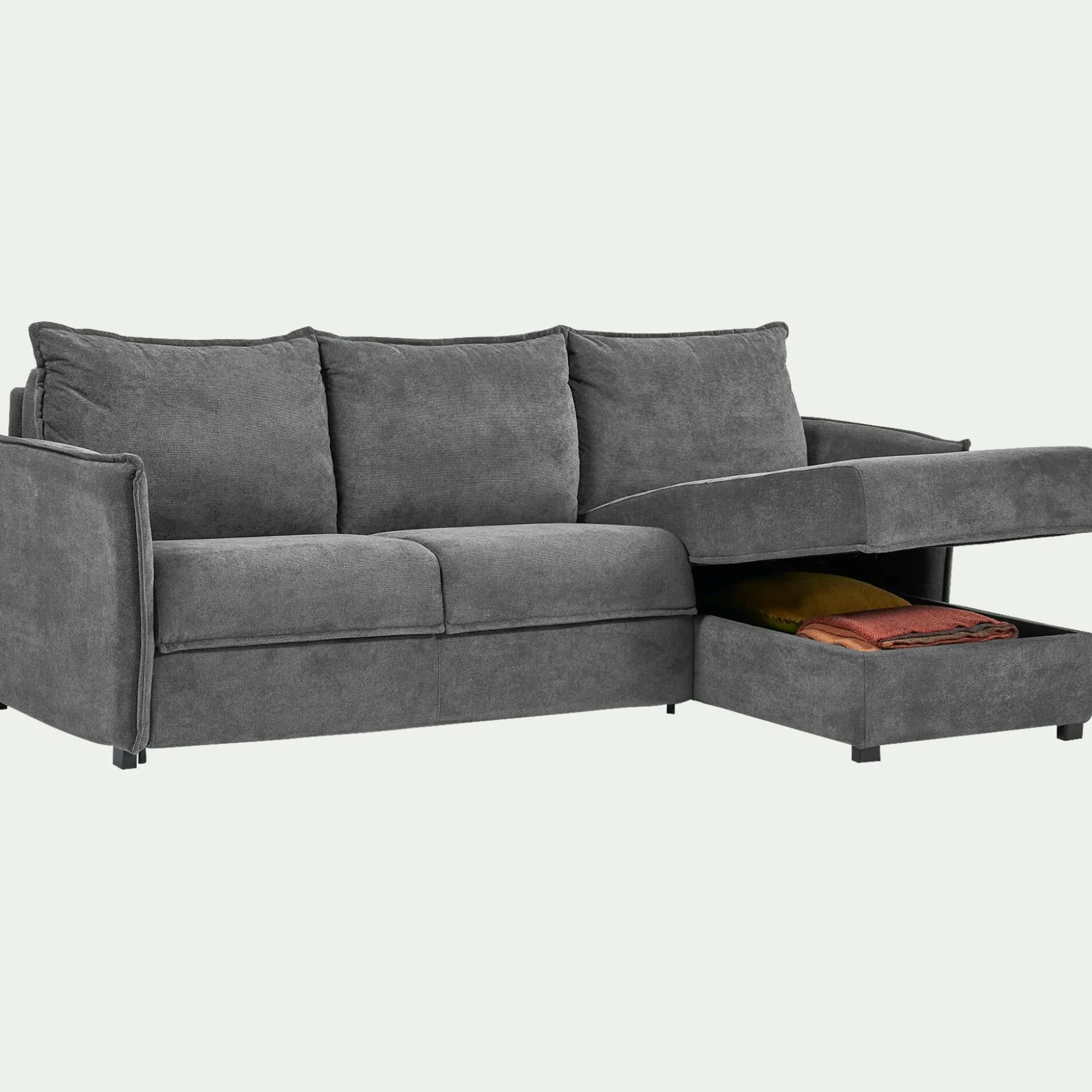 Canapé d'angle réversible convertible en tissu avec matelas densité 35kg/m3 - gris