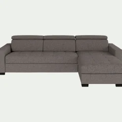 Canapé d'angle réversible convertible matelas Bultex en tissus pop avec accoudoirs 20cm - taupe