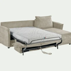 Canapé d'angle réversible convertible en tissu avec matelas densité 25kg/m3 - beige roucas