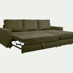 Canapé d'angle réversible convertible en velours côtelé - vert cèdre
