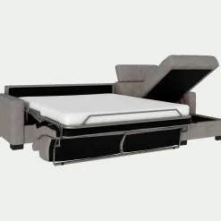 Canapé d'angle réversible convertible en tissu monclar avec accoudoirs 15cm - taupe